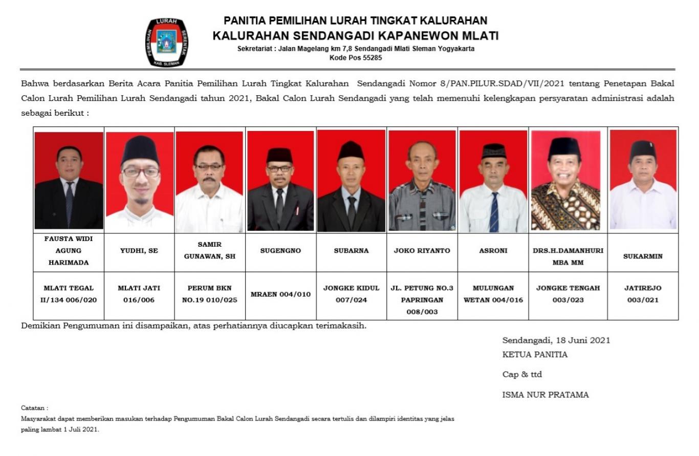 gambar_PENETAPAN BAKAL CALON LURAH SENDANGADI