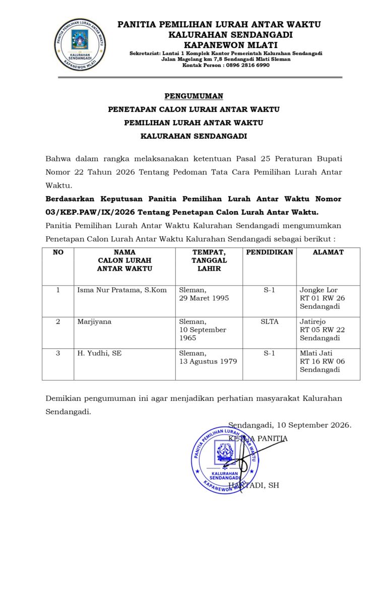 Pengumuman (1) sendangadi